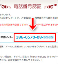 華の会メールの電話確認画面